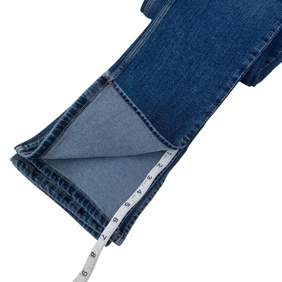 Zara Womens Hi-Rise Straight Leg Blue Denim Jeans Size USA 12 Side Ankle Split - Picture 7 of 13